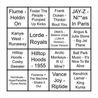 The Prince Music Bingo #1 Bingo Card