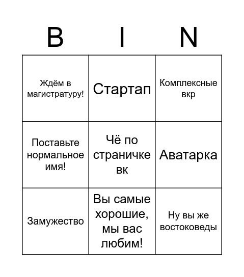 Собрание с СД Bingo Card