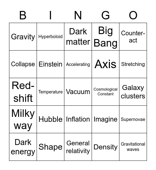 Expanding Universe Bingo Card