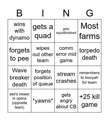 ami bingo Card