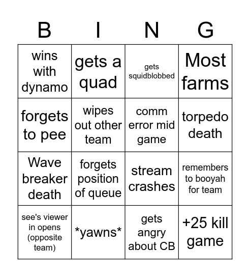 ami bingo Card