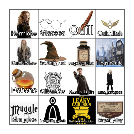 SIMSAM Harry Potter Bingo Card