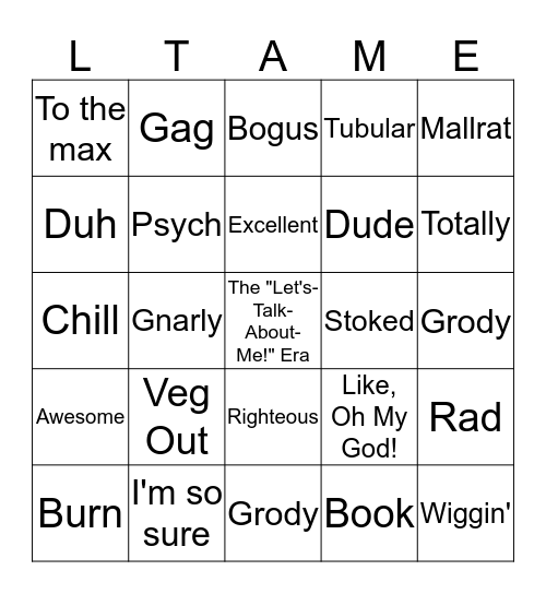 The "Let's-Talk-About-Me!" Era Bingo Card