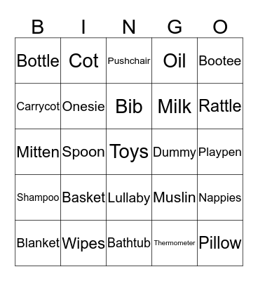 Baby Bingo Card