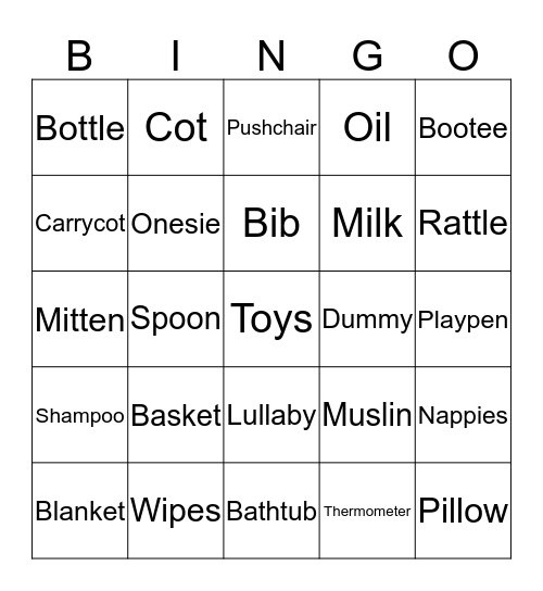 Baby Bingo Card