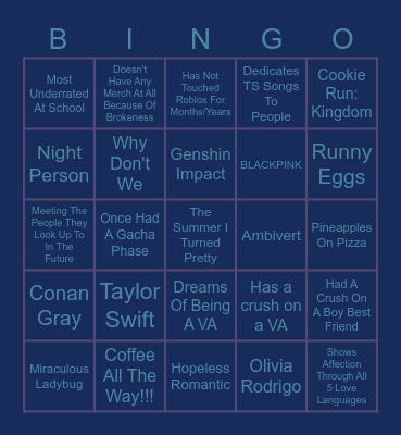 Bingo (Llie's Version) Bingo Card