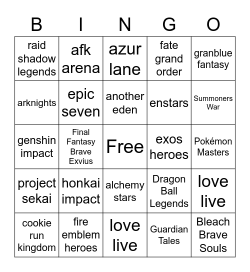 GACHA GAME ADS U CAN SEE IN KOREA Bingo Card