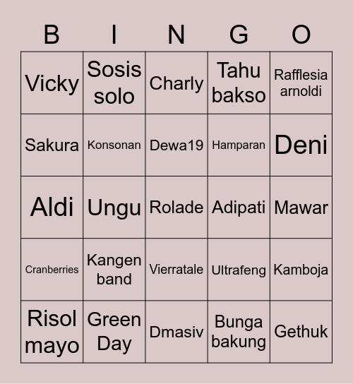 Angga’s Bingo Card