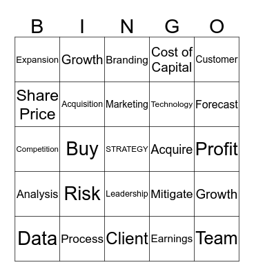 Capstone Bingo Card