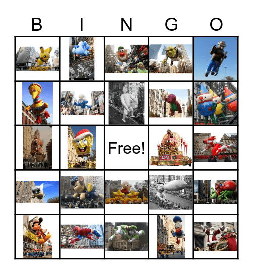Macy's Parade Bingo Card