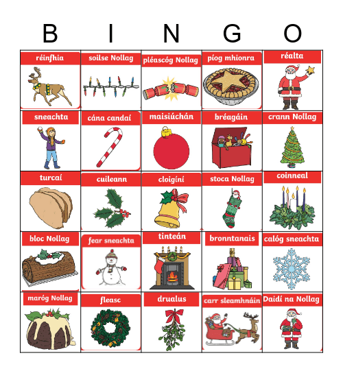 An Nollaig Bingo Card