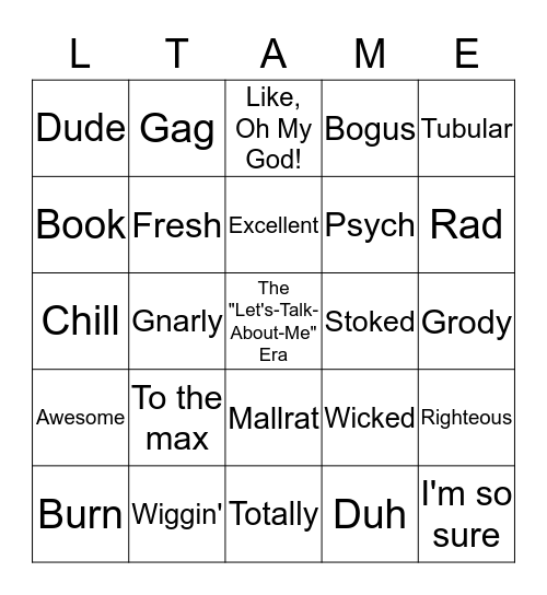 The "Let's-Talk-About-Me!" Era Bingo Card