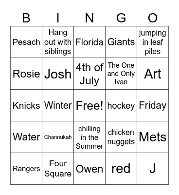 Untitled Bingo Card