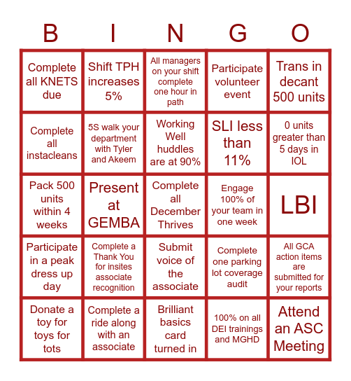 PEAK BINGO Card
