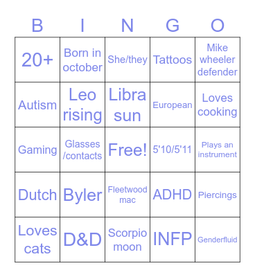 Me bingo Card