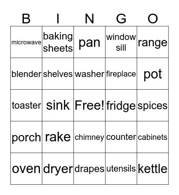 Around the house Bingo Card