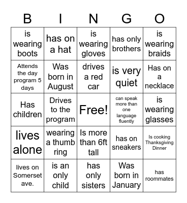 Black Out Bingo/Thanksgiving Event Bingo Card