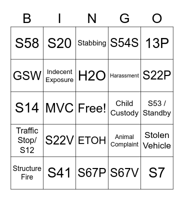 BCSO Thanksgiving Bingo Card