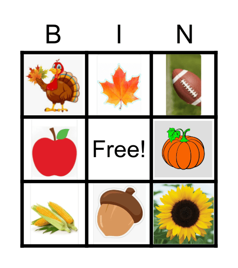 Bundy Family Thanksgiving Kids Bingo Card