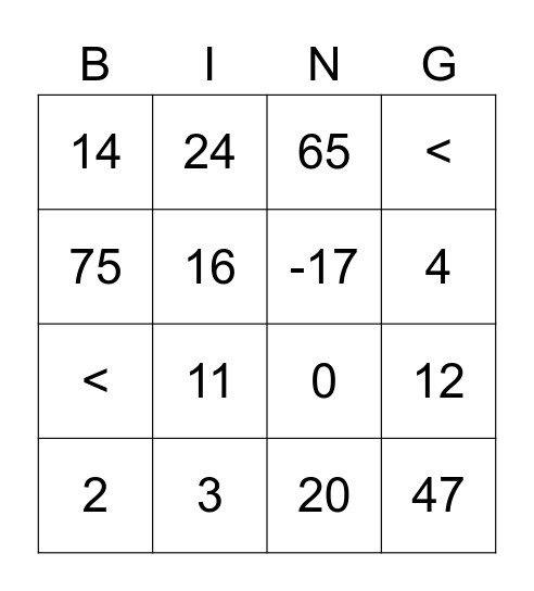 Operation Bingo Card