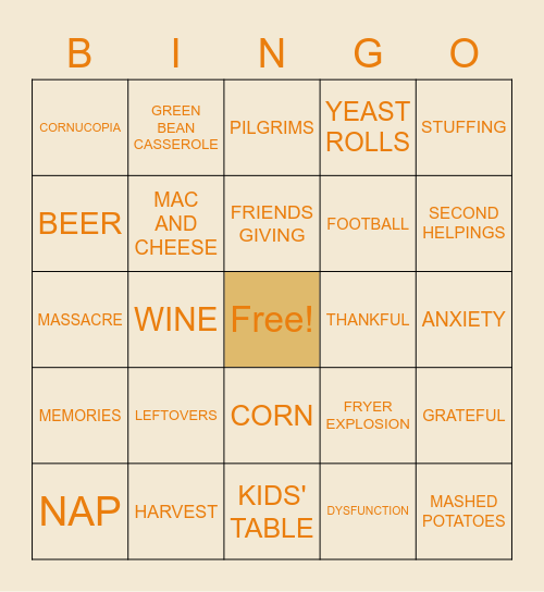 THANKSGIVING BINGO Card