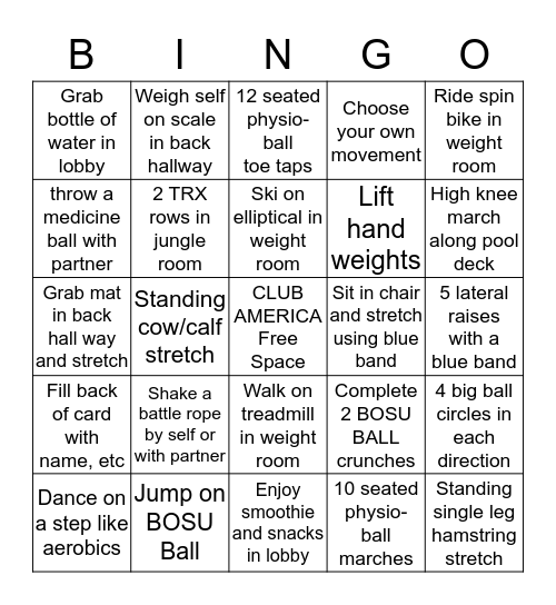 FITNESS FRENZY  Bingo Card