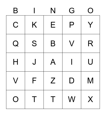 ALPHABET  BINGO Card