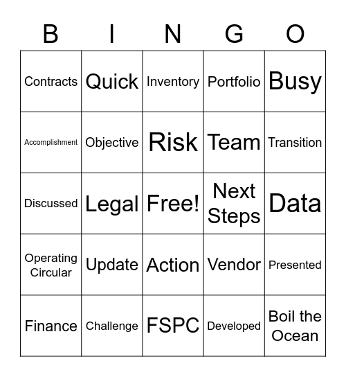 Business Update Bingo Card