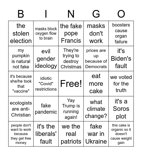 Thanksgiving Quotes with Rightwing Family Bingo Card