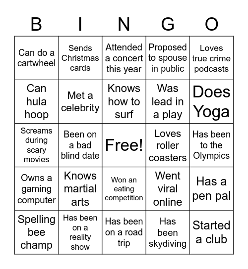 Professional Services BINGO Card