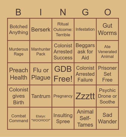 Etalyx Rimworld Bingo Card