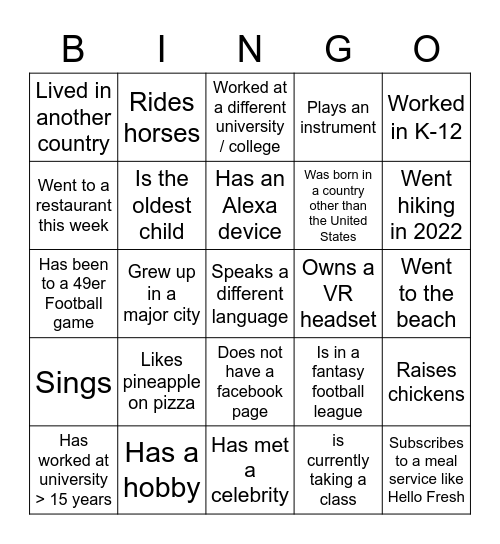 OneIT Bingo Card