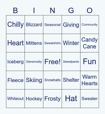 Warm Hearts Winter Bingo Card