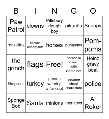 Thanksgiving Bingo Card