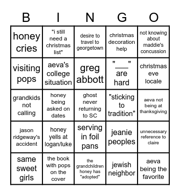 THANKSGIVING 2022 Bingo Card