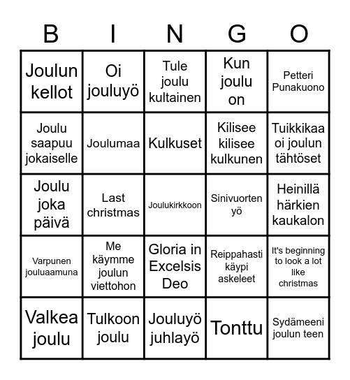 JOULUBINGO Card