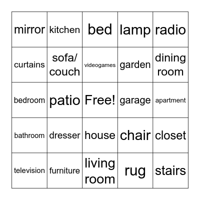 AROUND THE HOUSE Bingo Card