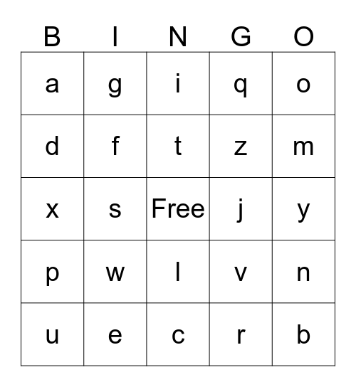 Alphabet Bingo Card