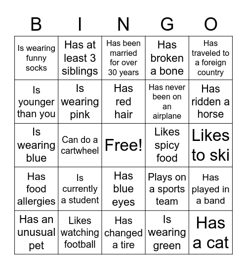 Human Bingo: find someone who... Bingo Card