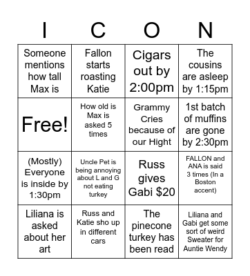Thanksgiving Bingo Card