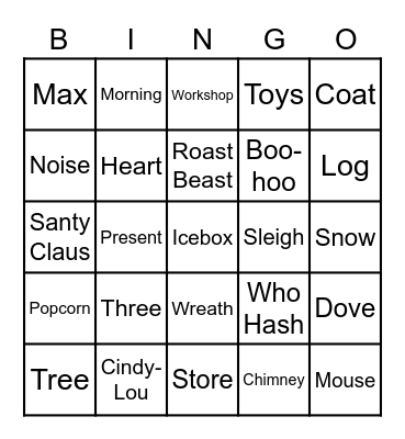 How the Grinch Stole Christmas Bingo Card