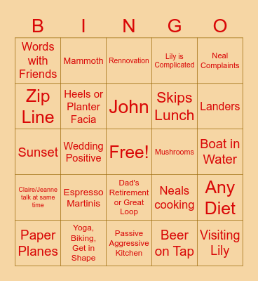 Thanksgiving Bingo Card