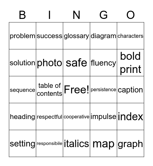 Reading Group Bingo Card