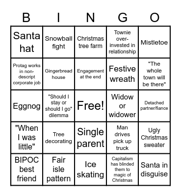 Hallmark Christmas Movie Bingo 2022 Bingo Card