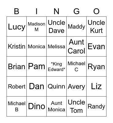 Wolski Family Bingo Card