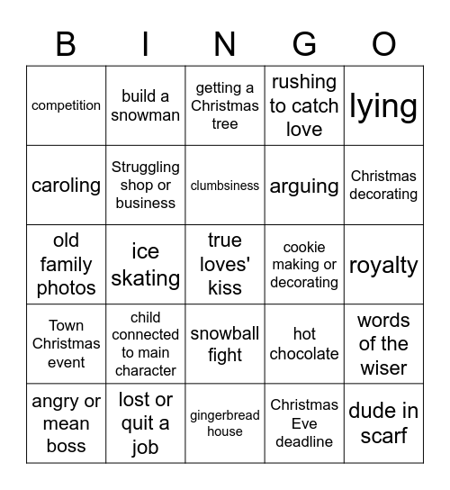 Hallmark Bingo Card