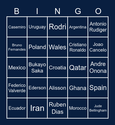 WORLD CUP 2022 Bingo Card