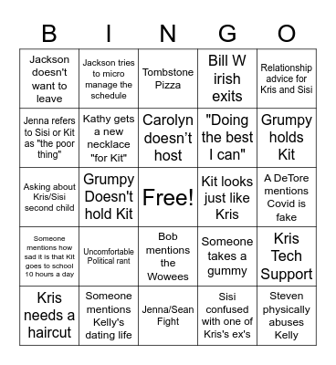 Family 2022 Bingo Card