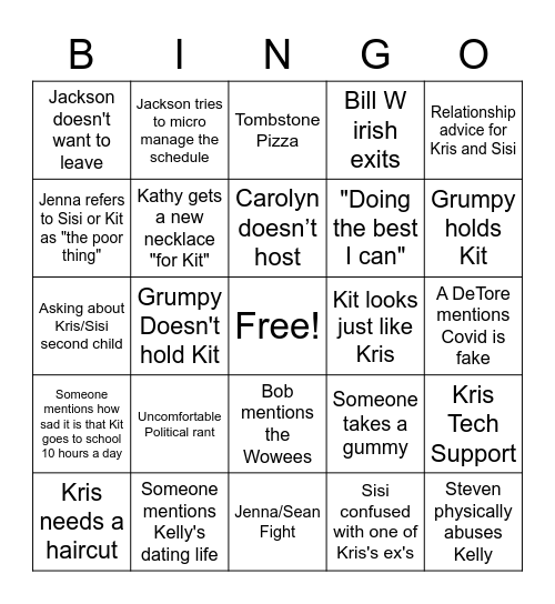 Family 2022 Bingo Card