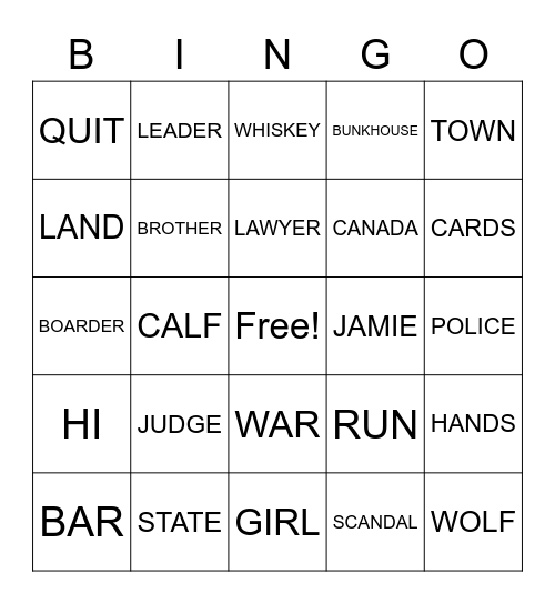 YELLOWSTONE EPISODE 3 Bingo Card